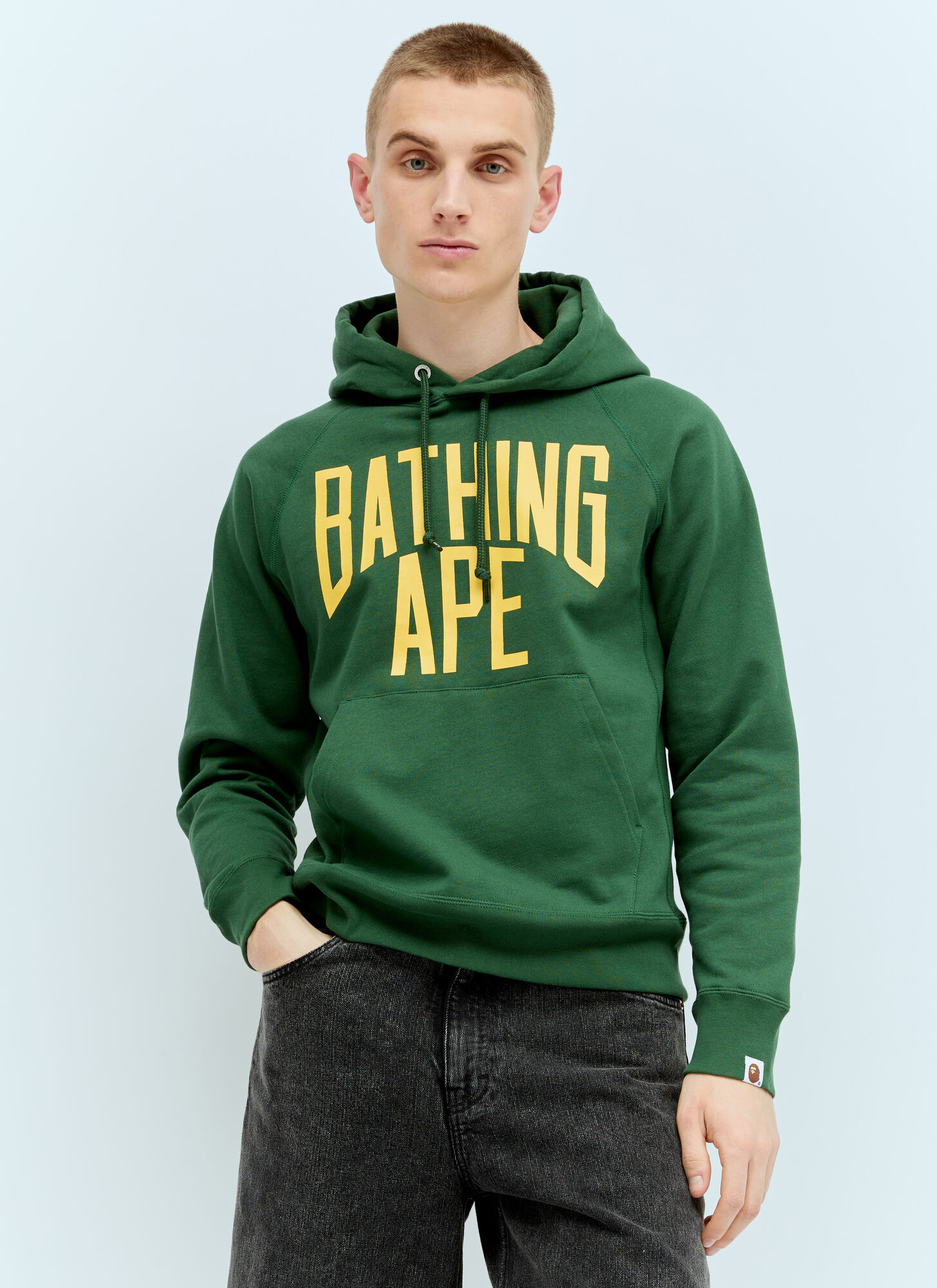 Shop A Bathing Ape Nyc Logo Hooded Sweatshirt In Green