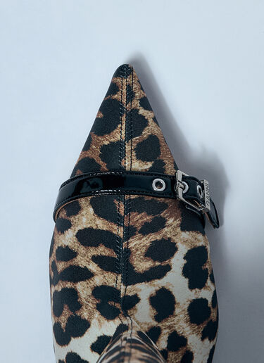 GANNI Leopard Eyelets Slouchy High Shaft Boots Brown gan0259051