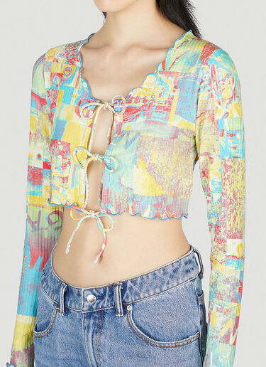 GANNI Printed Self-Tie Top Yellow gan0253007