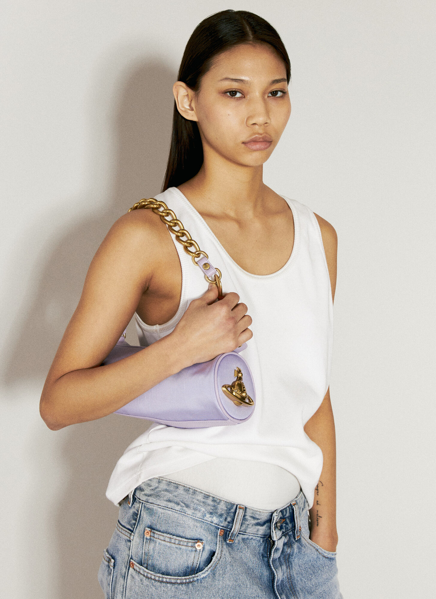 Shop Vivienne Westwood Cindy Cylinder Shoulder Bag In Lilac