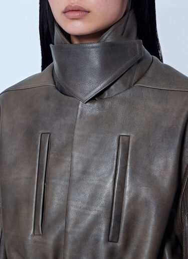 LN-CC® - Rick Owens: Collared Mac Bomber Jacket - Dark Grey Rick Owens Collared Mac Bomber Jacket Dark Grey ric0266007