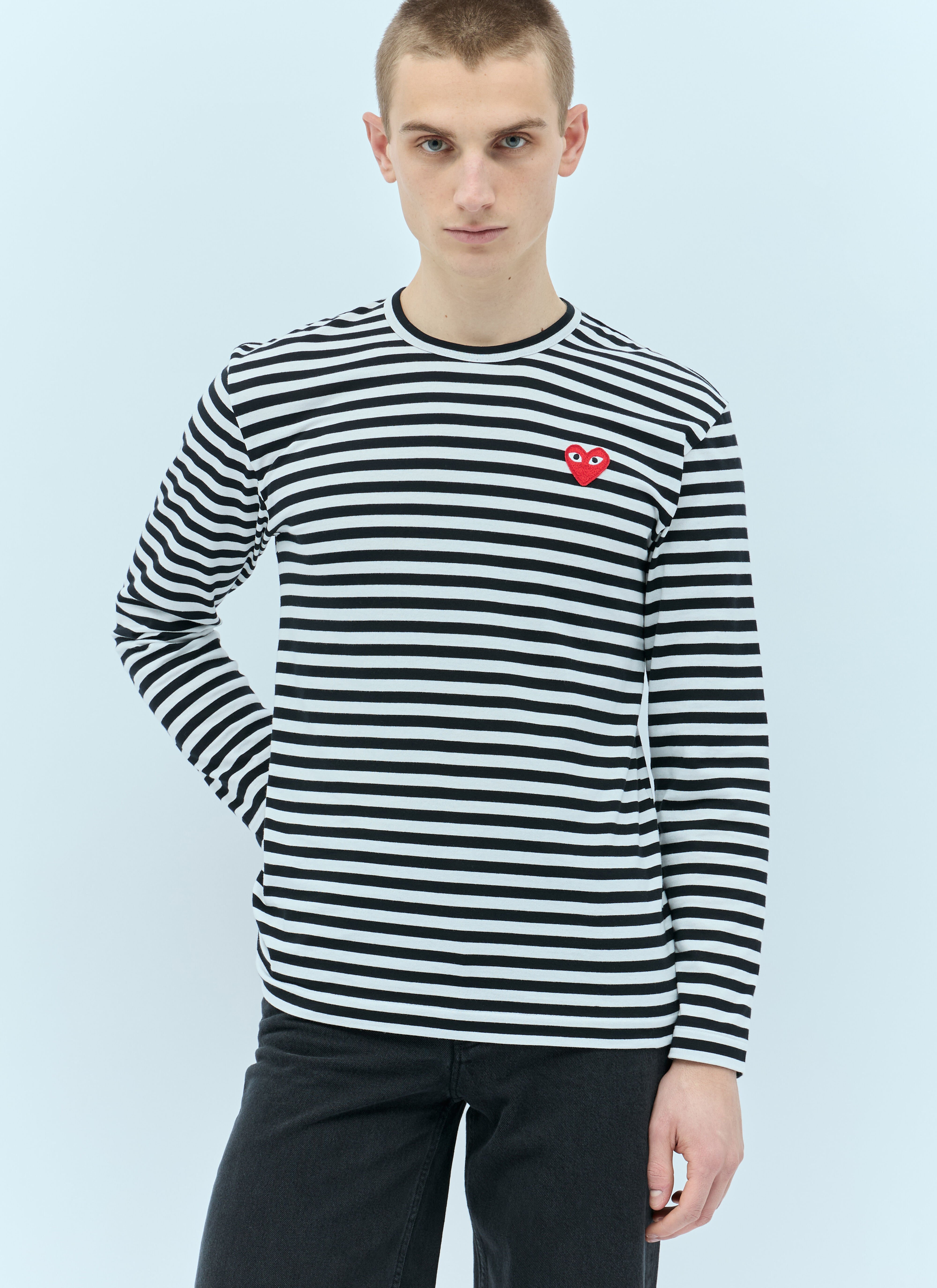 Comme Des Garçons PLAY Striped Long-Sleeve T-Shirt Black cpl0356001