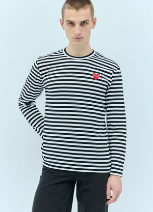Comme Des Garçons PLAY Striped Long-Sleeve T-Shirt White cpl0355014