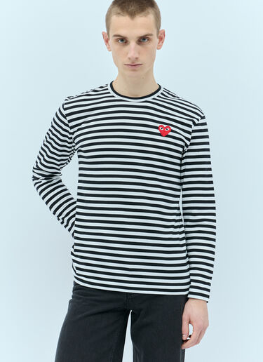 Comme Des Garçons PLAY Striped Long-Sleeve T-Shirt Black cpl0355015