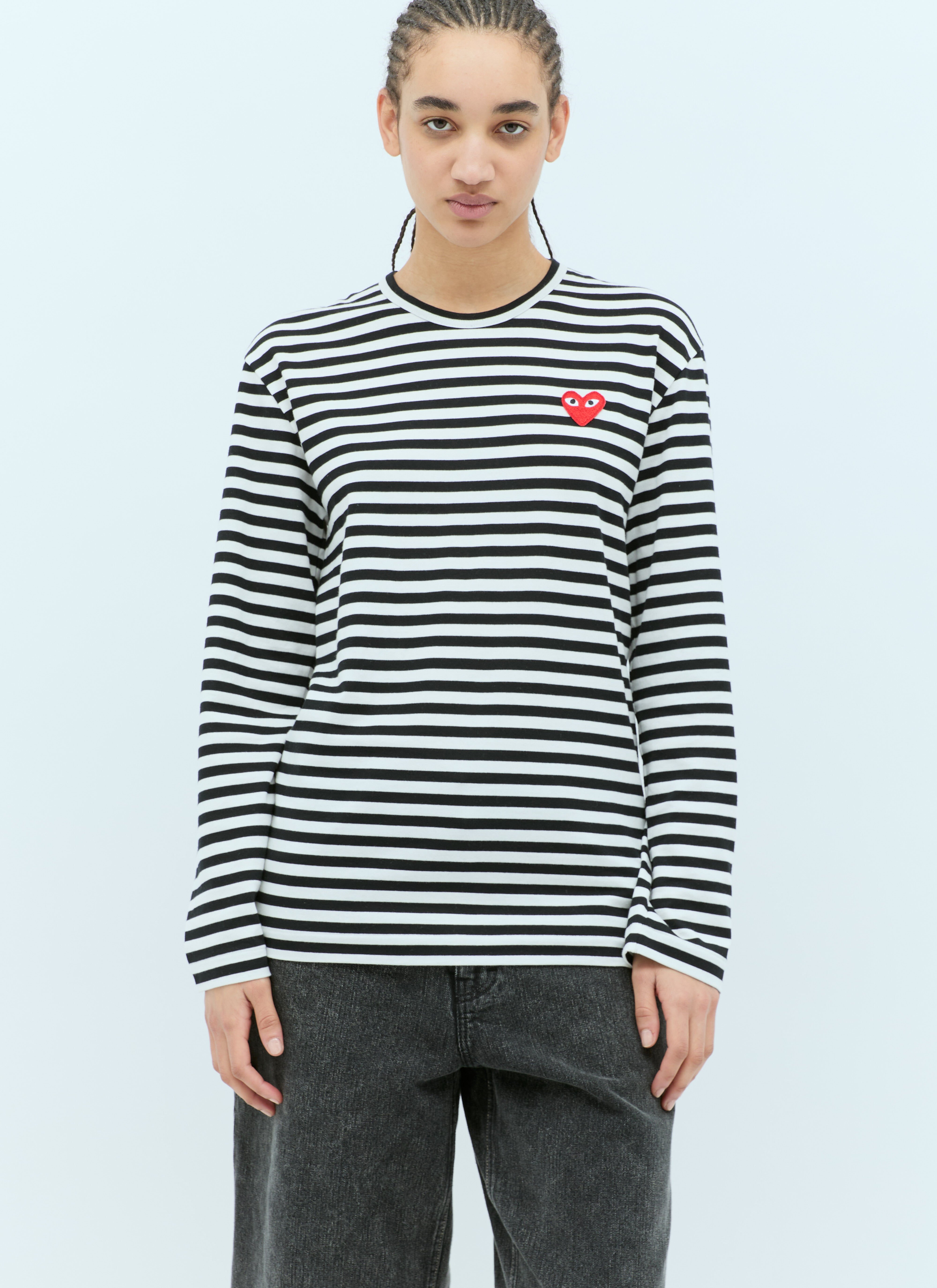 Comme Des Garçons PLAY Striped Long-Sleeve T-Shirt Black cpl0356013