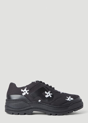 Buffalo Source x Herrensauna Basalt White Flower Lace-Ups Black bsh0155001