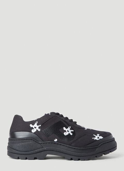 Maison Margiela 바솔트 화이트 플라워 레이스업 슈즈 블랙 mla0153026
