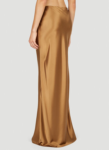 Saint Laurent Satin Maxi Skirt Brown sla0251025