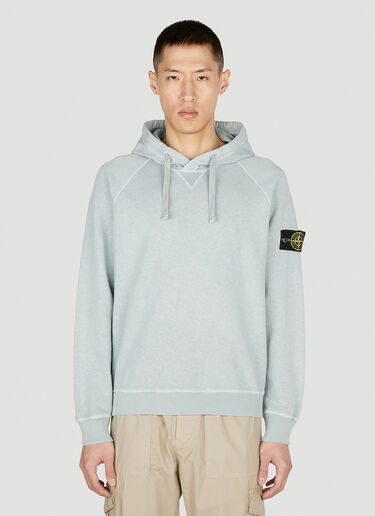 Stone Island Compass Patch Hooded Sweatshirt Light Blue sto0152057