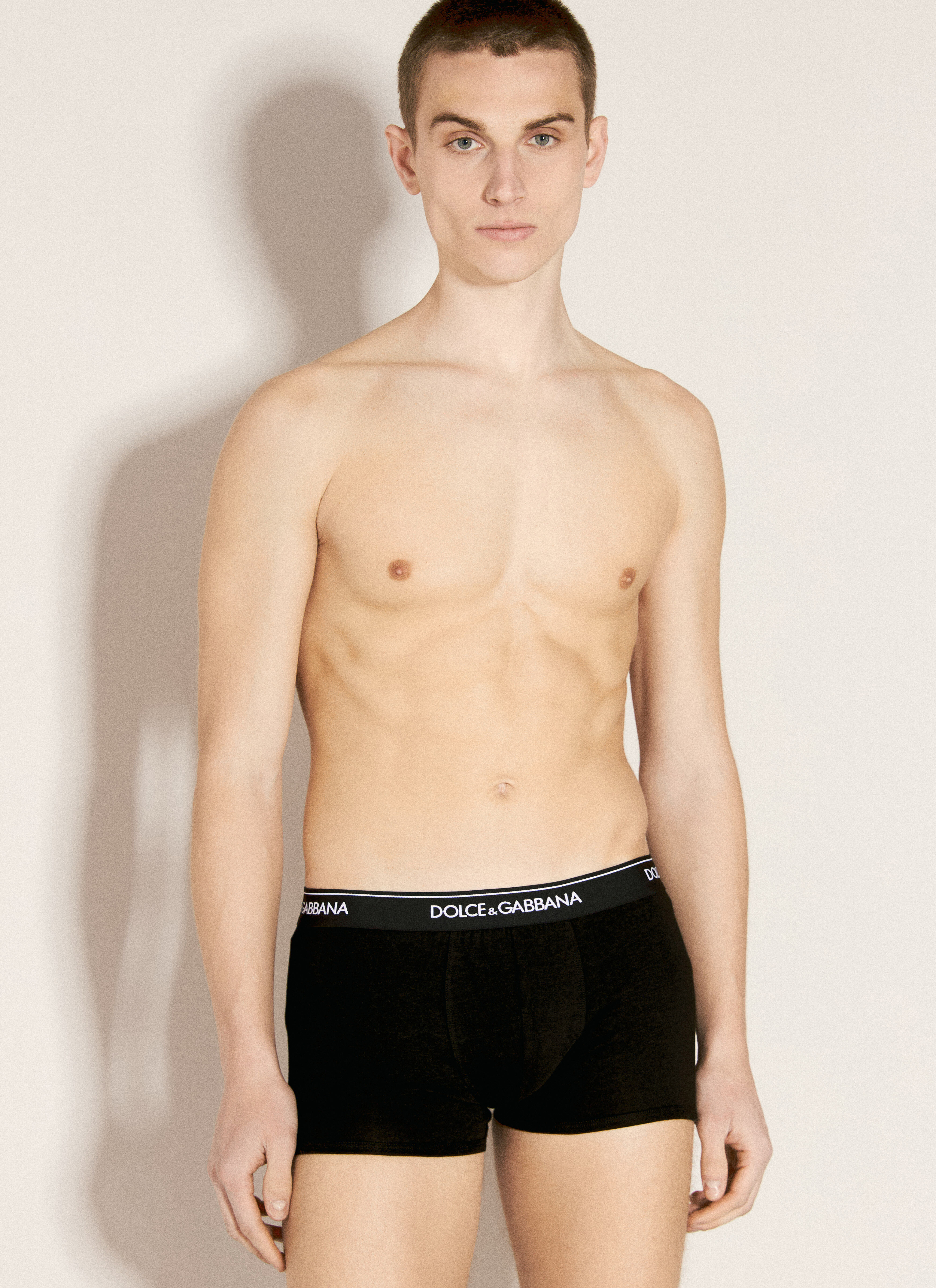 Dolce & Gabbana 徽标印花平角裤（两条装）  黑色 dol0156003