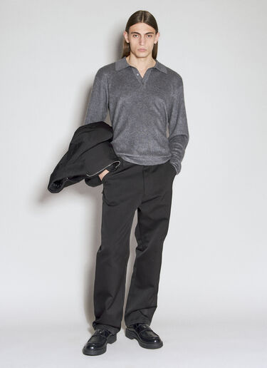 Prada Cashmere And Silk Polo Sweater Grey pra0155005