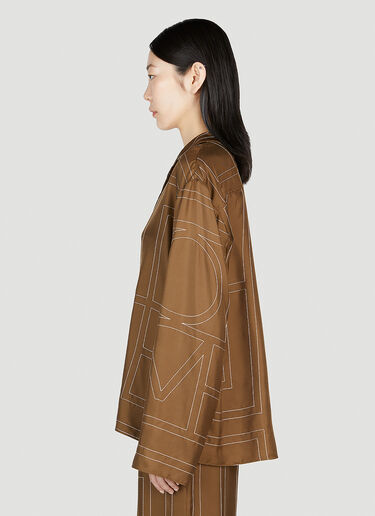 TOTEME Monogram Silk Pyjama Top Brown tot0253027