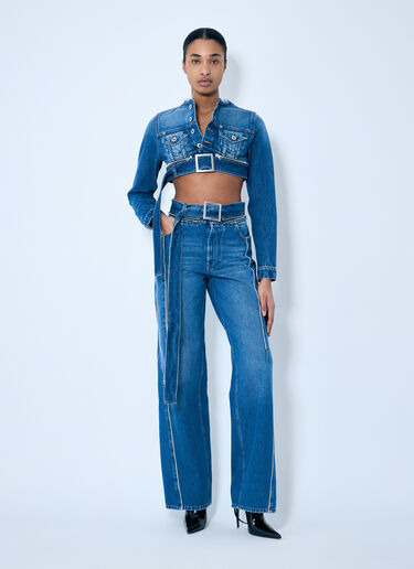 Jean Paul Gaultier Crop Denim Jacket With Zip-Belt Blue jpg0259006