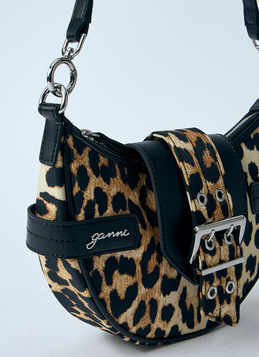 GANNI Small Leopard Bucky Crossbody Bag Brown gan0260028