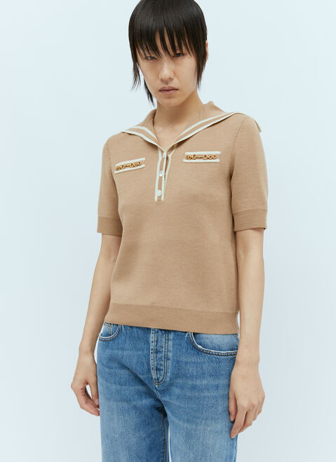 Gucci Wool Horsebit Polo Shirt Pink guc0255012