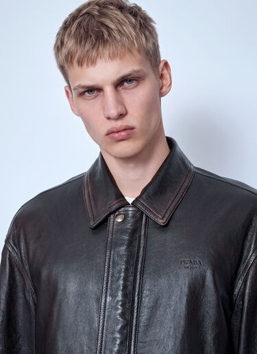 LN-CC® - Prada: Nappa Leather Bomber Jacket - Brown Prada Nappa Leather Bomber Jacket Brown pra0166203