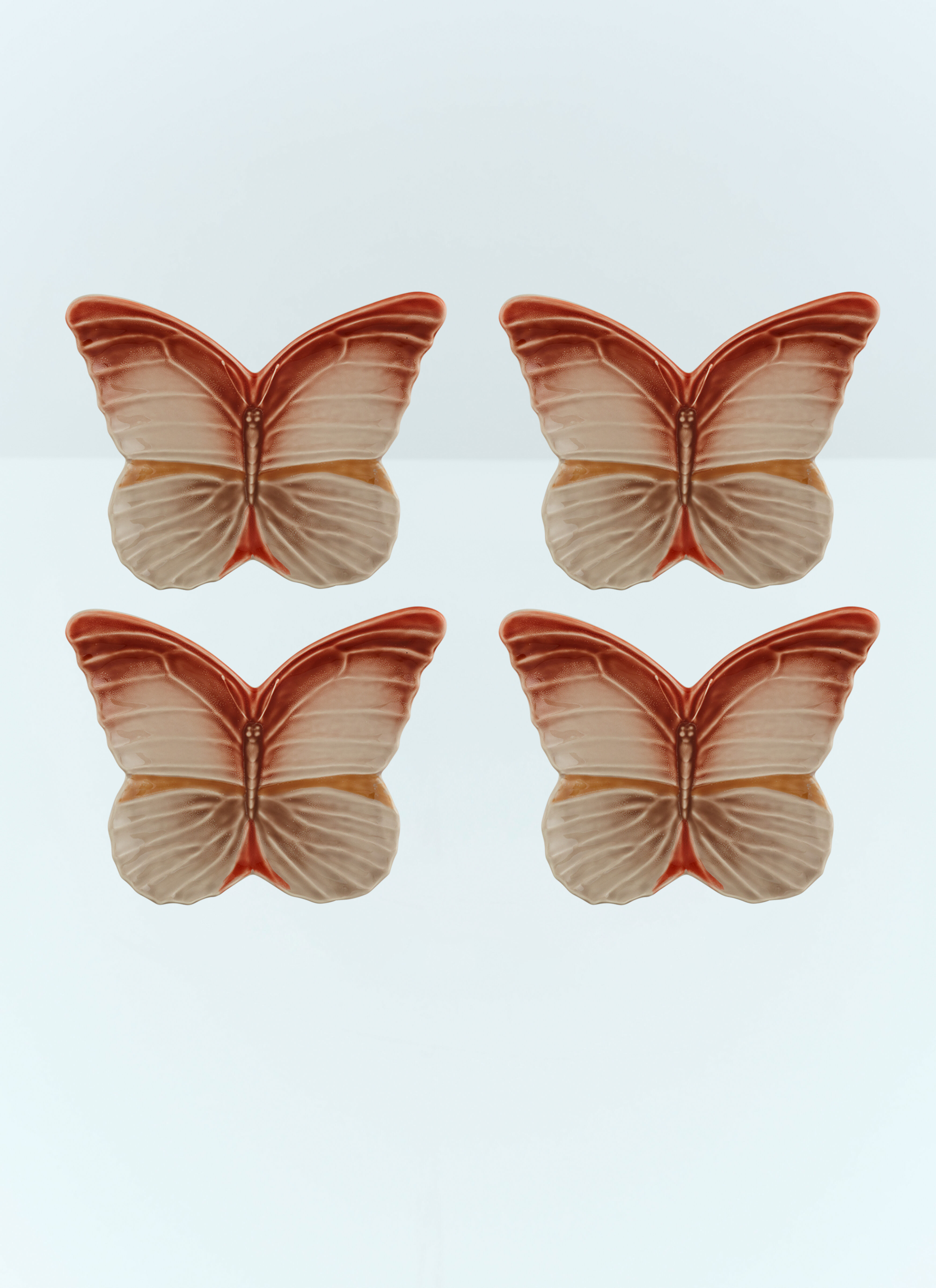 Bordallo Pinheiro Set Of Four Cloudy Butterflies Dessert Plates Green wps0691201