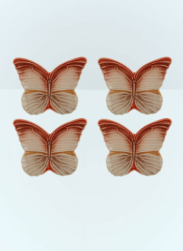 Bordallo Pinheiro Set Of Four Cloudy Butterflies Dessert Plates Brown wps0691265