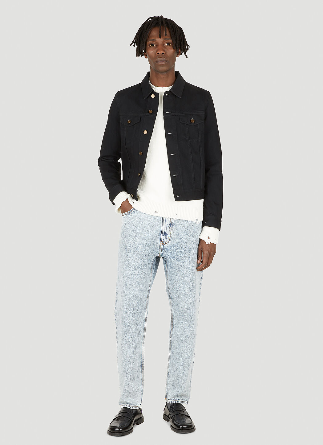 Saint laurent black denim jacket hot sale