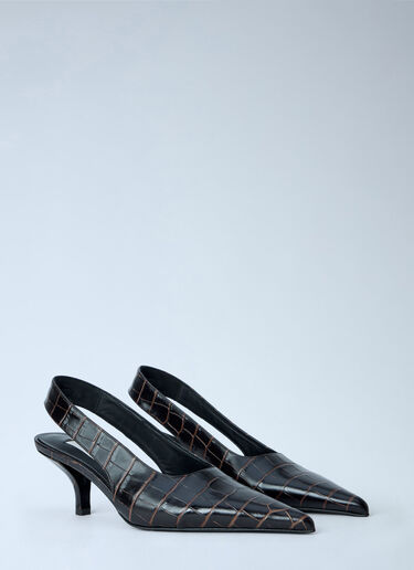 LN-CC® - Toteme: Classic Croco-Embossed Slingbacks - Black Toteme Classic Croco-Embossed Slingbacks Black tot0265069