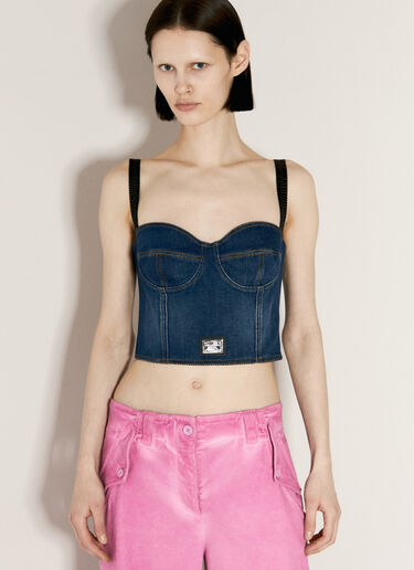 Dolce & Gabbana Denim Corset Crop Top Blue dol0255009