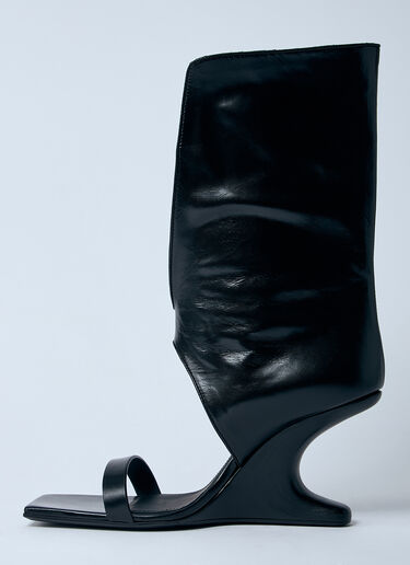 Rick Owens 双翼坡跟皮革凉鞋 黑色 ric0259018