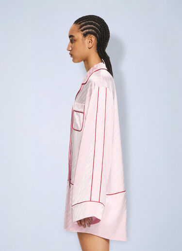 LN-CC® - Off-White: Jacquard Off-White Satin New Roxy Pajama Dress - Pink Off-White Jacquard Off-White Satin New Roxy Pajama Dress Pink ofw0264055