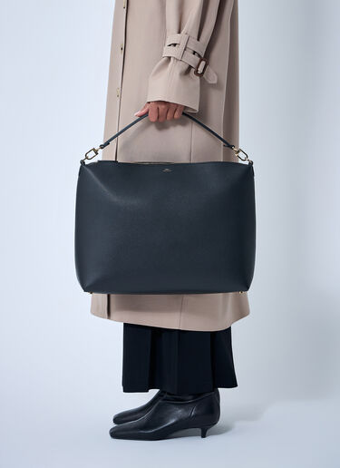 TOTEME Medium Bevel Grained Leather Shoulder Bag Black tot0263069