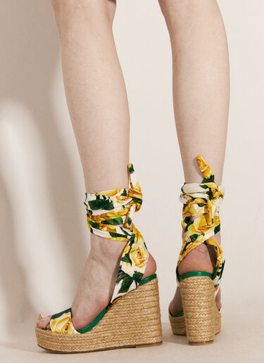 Dolce & Gabbana Printed Charmeuse Wedges Yellow dol0255028