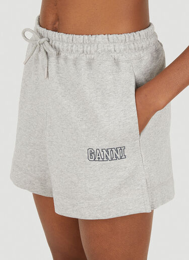 GANNI Logo Embroidery Track Shorts Grey gan0251005