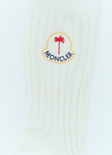 Moncler x Palm Angels Logo Patch Socks White mpa0355008