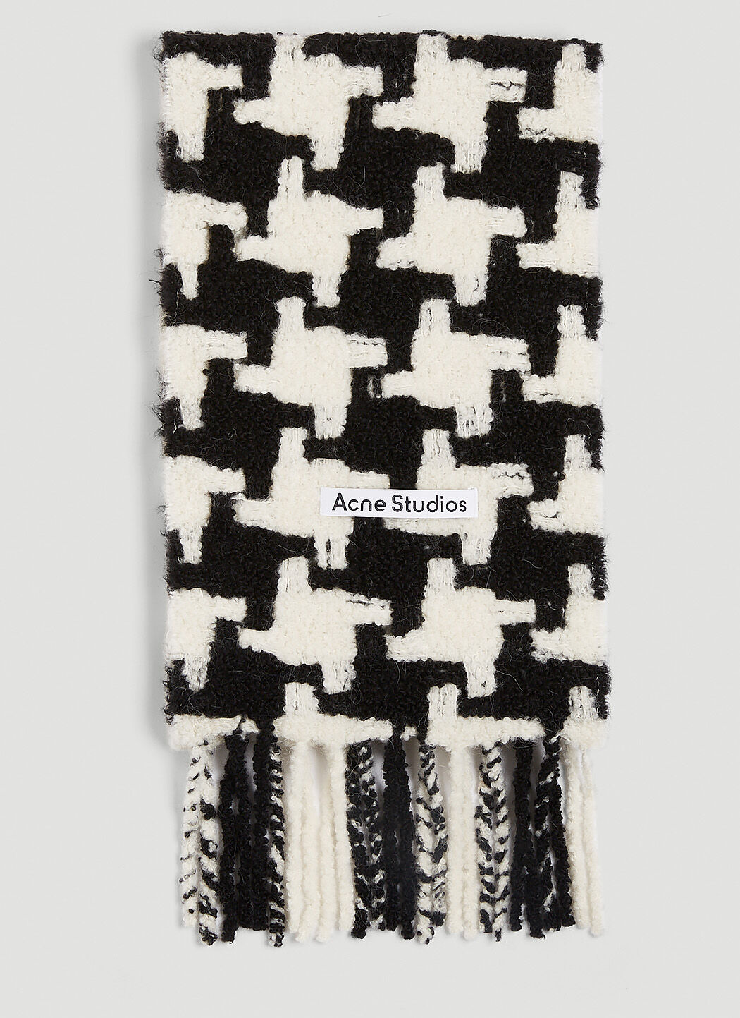 Acne Studios Houndstooth Knit Scarf in White | LN-CC