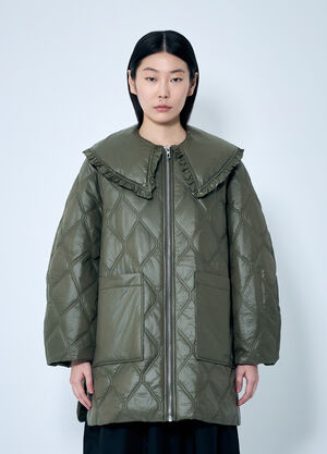 GANNI Shiny Quilt Jacket Brown gan0259002