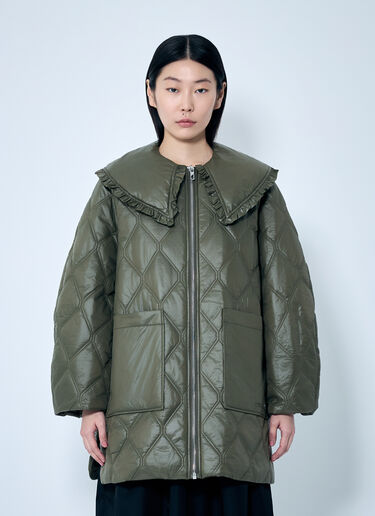 GANNI Shiny Quilt Jacket Green gan0259023