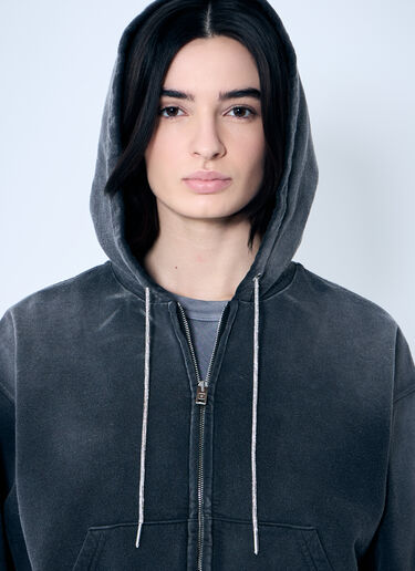 Alexander Wang Zip-Up Sweater With Rhinestone Drawstring Grey awg0259017