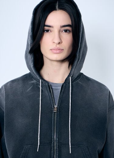 Zip-Up Sweater With Rhinestone Drawstring Alexander Wang Zip-Up Sweater With Rhinestone Drawstring Grey awg0259017