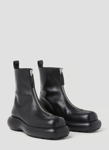 Jil Sander ジップアップレザーアンクルブーツ ブラック jil0253033