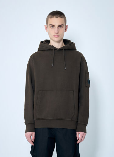 C.P. Company Logo Applique Hooded Sweatshirt Brown pco0157017