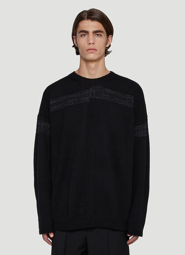Yohji Yamamoto Embroidered Knitted Sweater Black yoy0142011