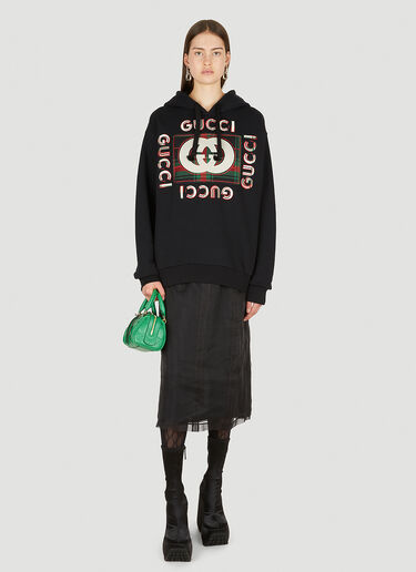Gucci 徽标刺绣连帽运动衫 黑 guc0251060