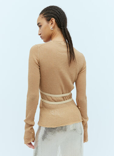 Sportmax Wool-Blend Rib Knit Cardigan Beige spx0254011