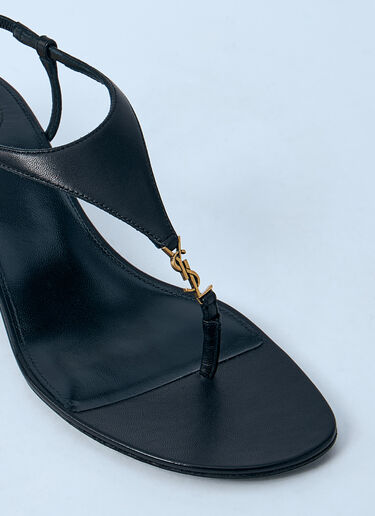 Logo Motif Wedge Sandals Saint Laurent Logo Motif Wedge Sandals Black sla0260033