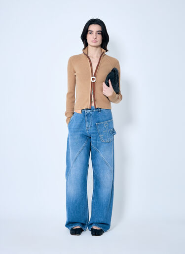 JW Anderson Fitted Zip-Up Cardigan Beige jwa0259007
