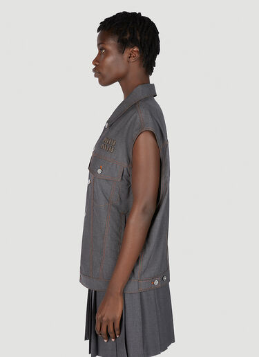 Logo Patch Sleeveless Jacket Miu Miu Logo Patch Sleeveless Jacket Grey miu0252017
