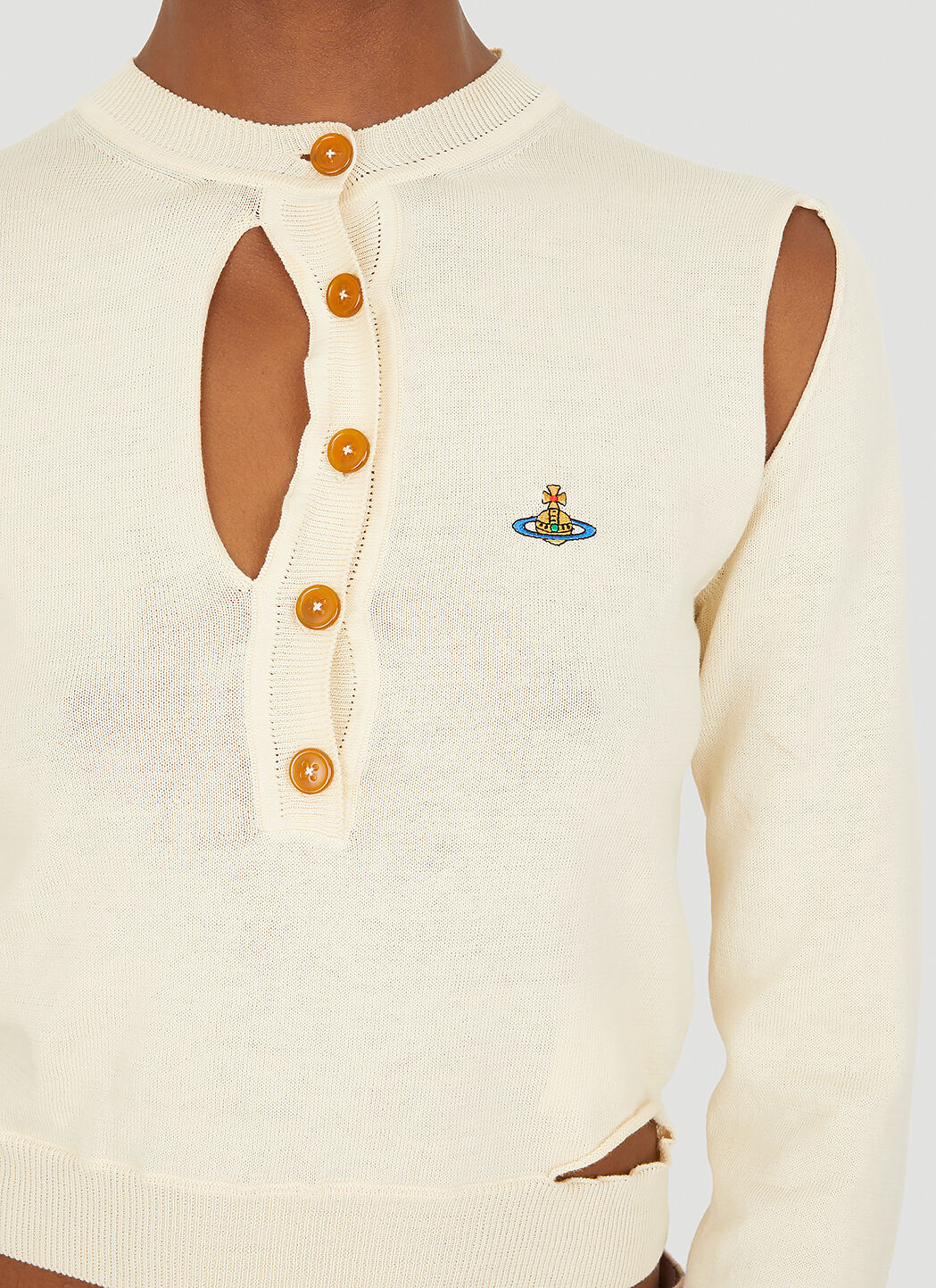 Vivienne Westwood Women's' Ripped Long Sleeve Knit Top in Cream | LN-CC®