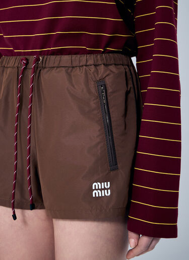 Miu Miu 텍 캔버스 쇼츠  브라운 miu0260014