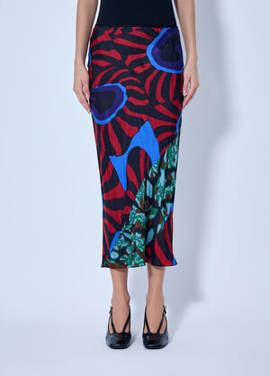 Dries Van Noten Abstract Pattern Midi Skirt Red dvn0265010