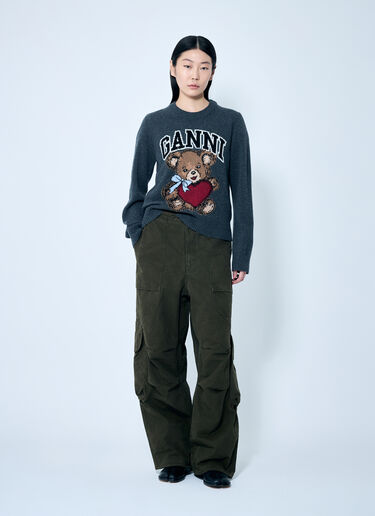 GANNI Graphic Bear Sweater Grey gan0259048