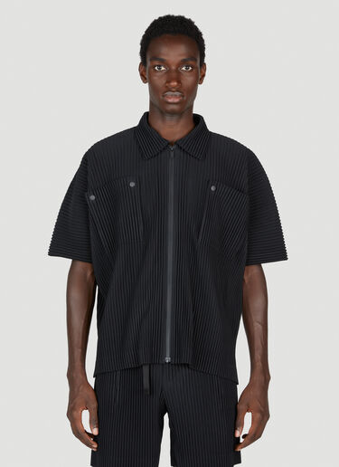 Homme Plissé Issey Miyake Pleated Short Sleeve Shirt Black hmp0153009