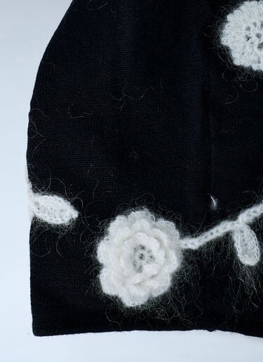 Bonnet With Crochet Flowers GANNI Bonnet With Crochet Flowers Black gan0262001